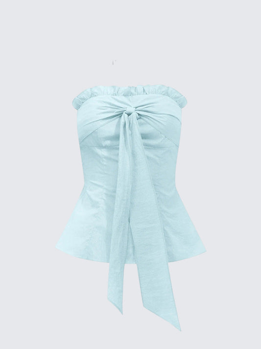 Blue Bow Bustier Halter Tank