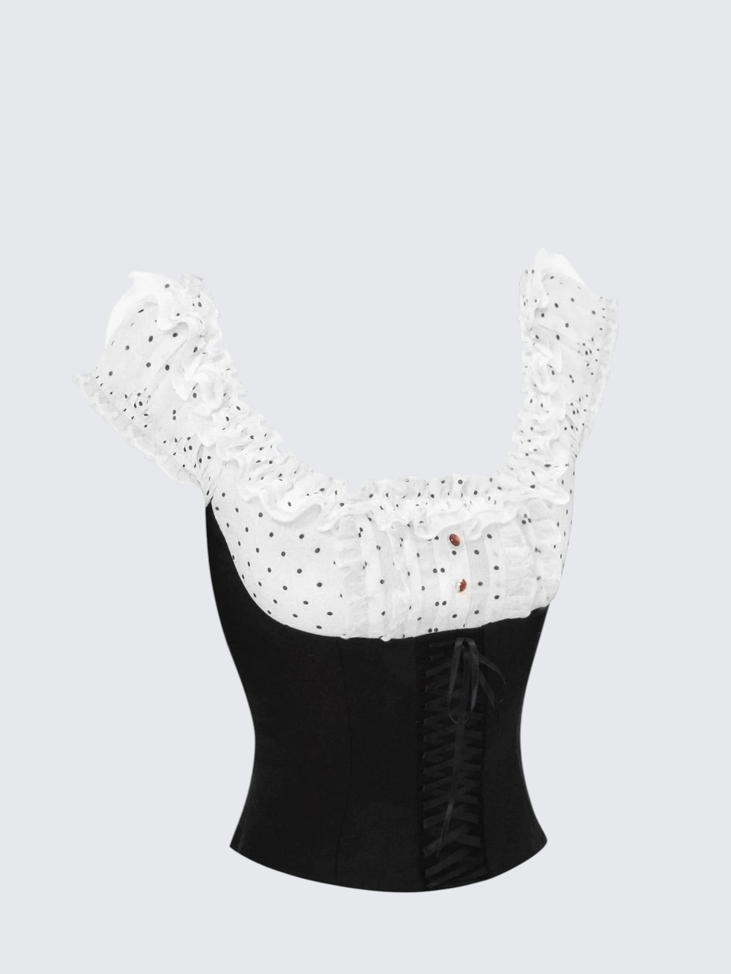 Dot Patchwork One Shoulder Top