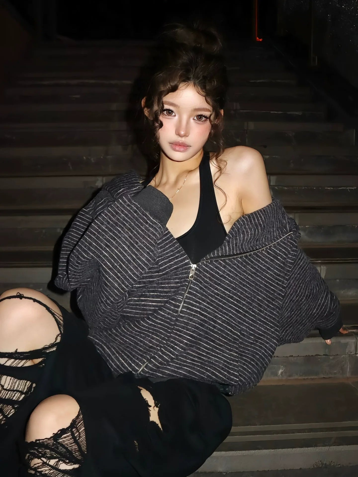 American Vintage Fleece Hoodie Jacket Thick Warm Retro Street Outerwear