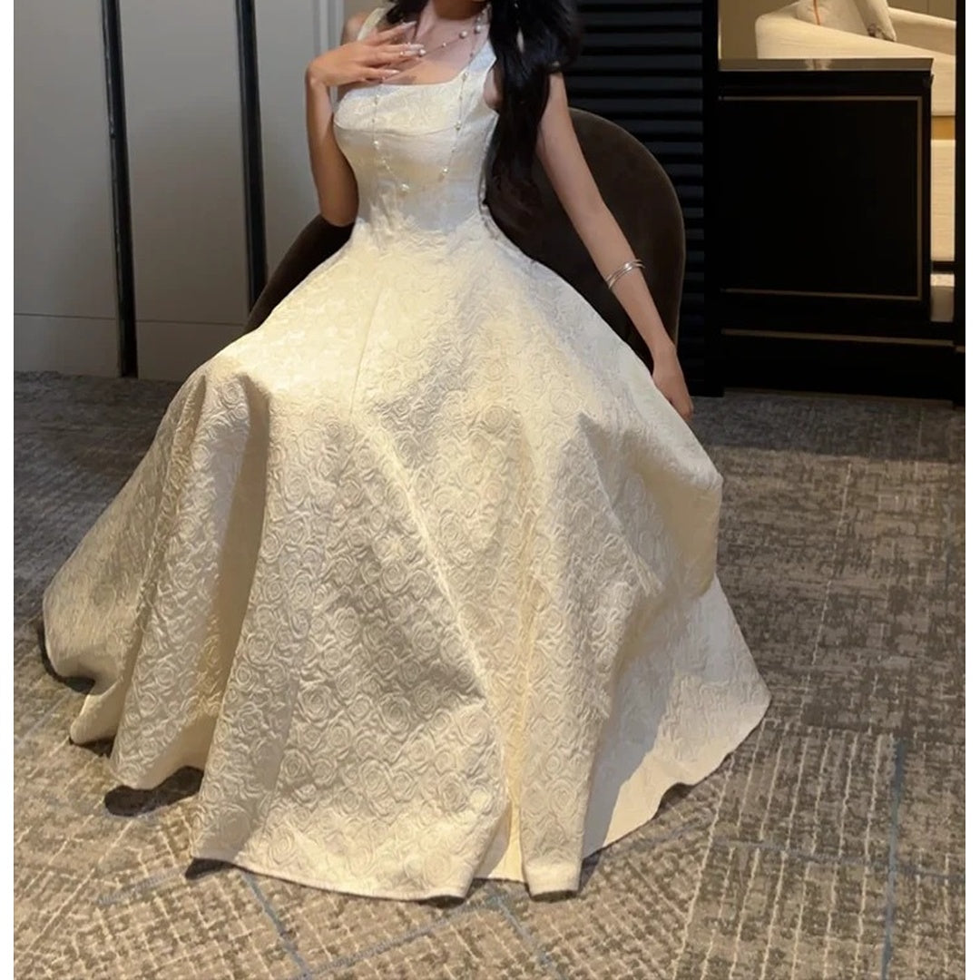French Luxury Spaghetti Birthday Gown Dress – Embroidered Party Dress