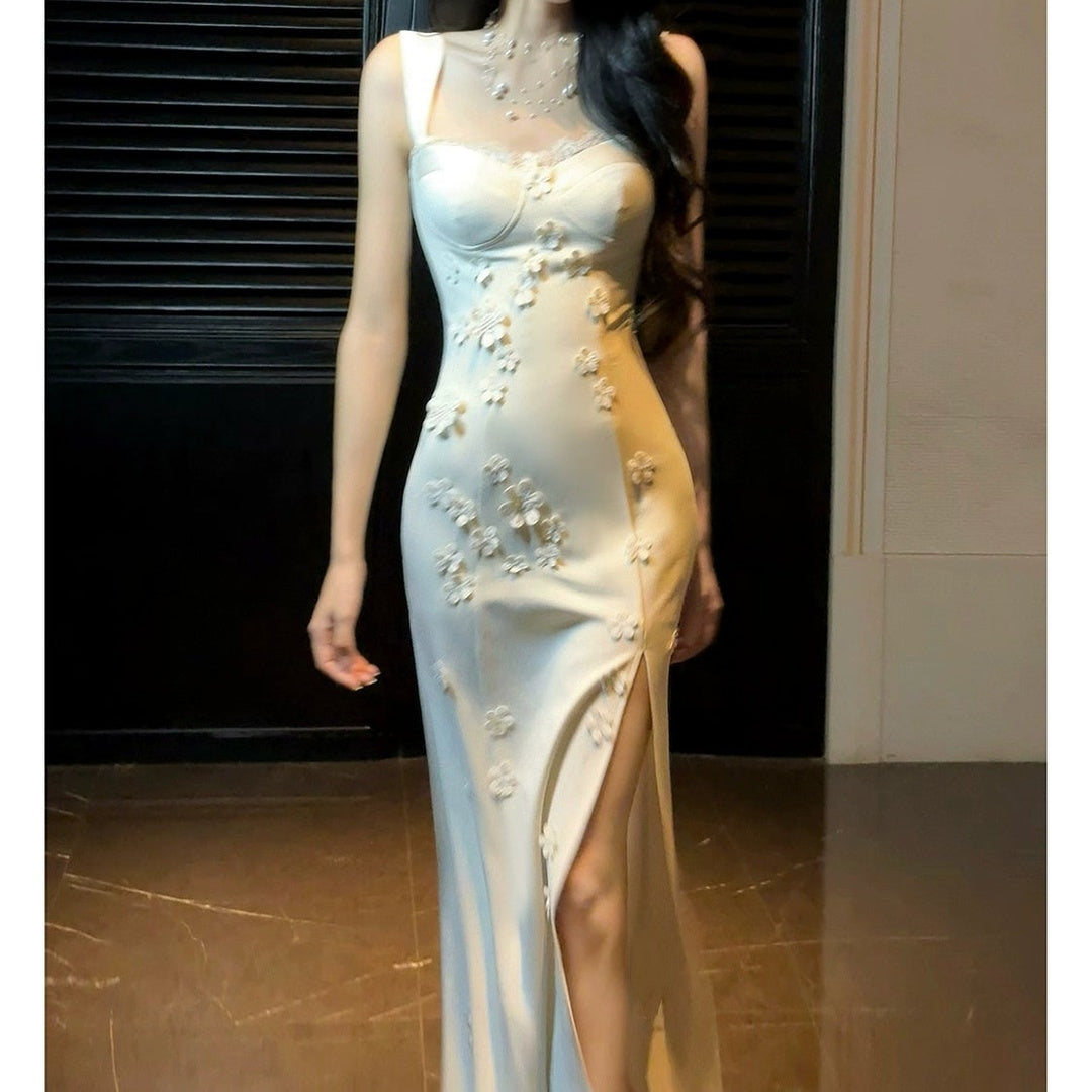 French 3D Flower Mermaid Gown Dress