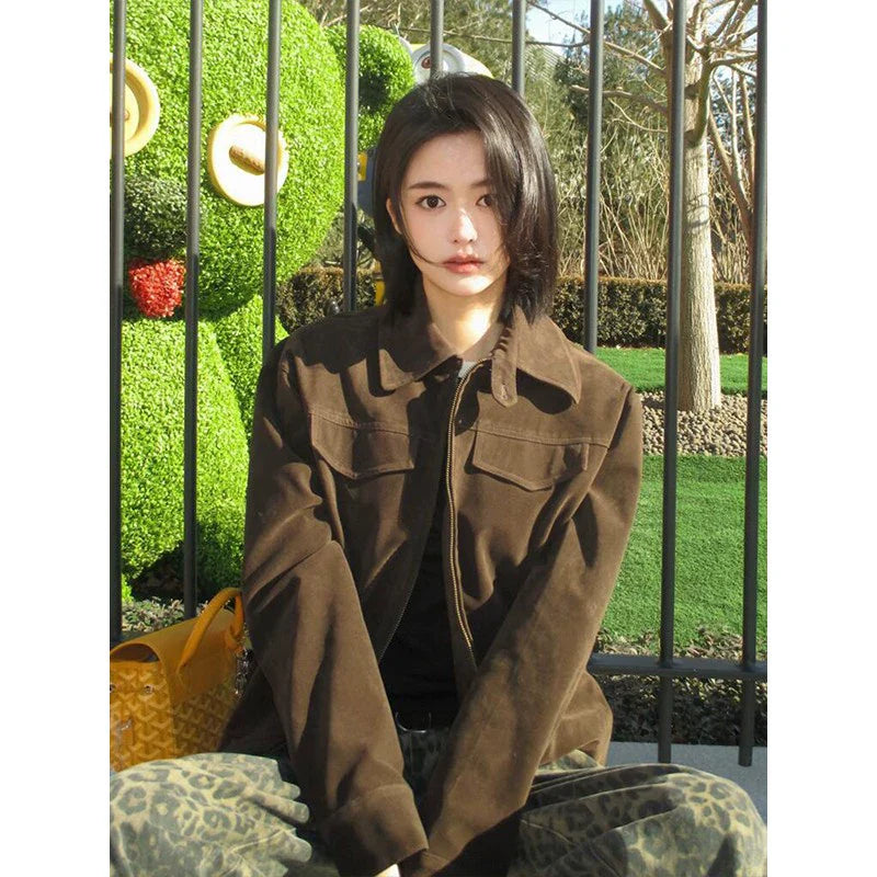 Vintage Suede Shoulder Jacket for Early Autumn