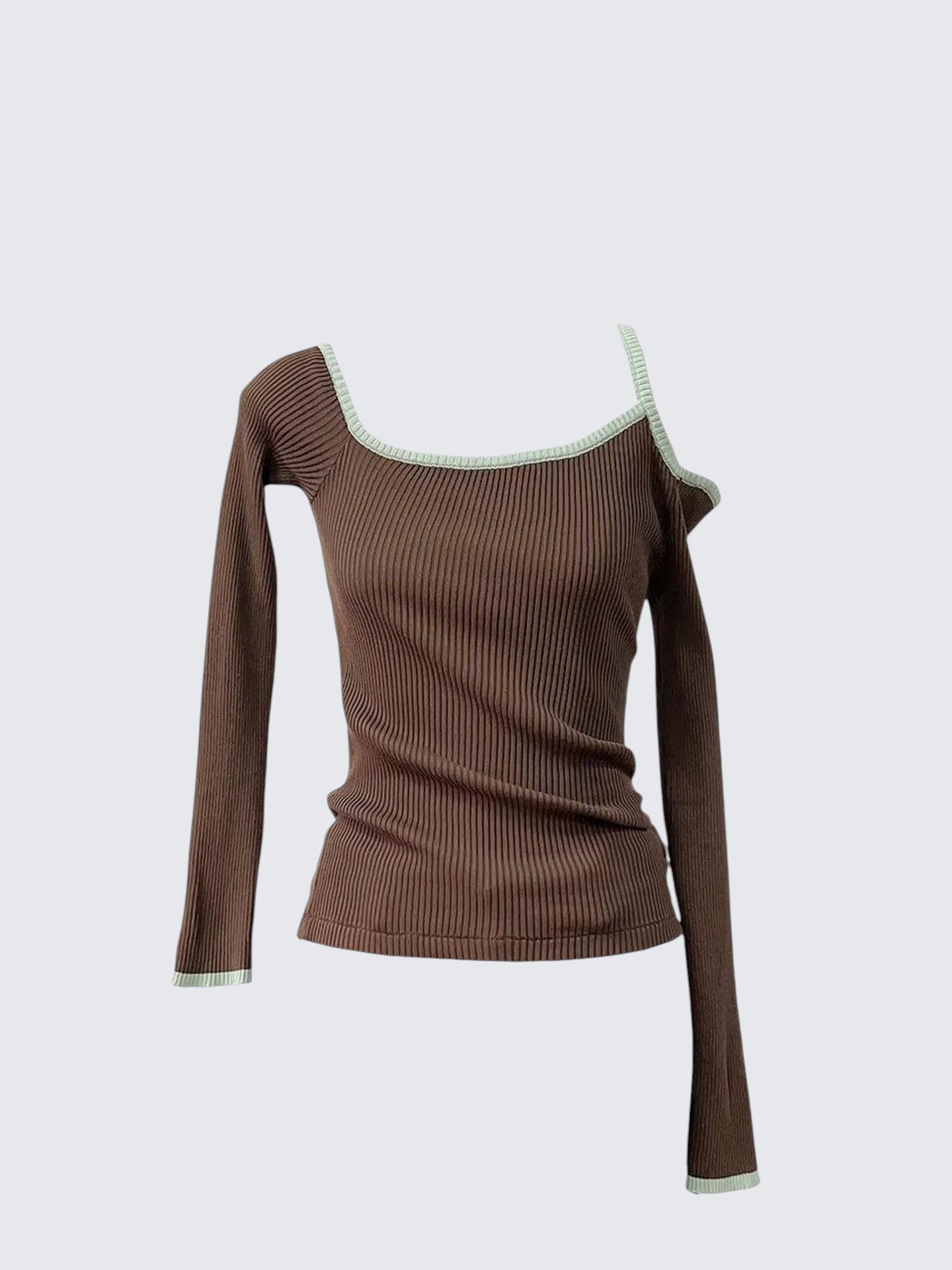 Off Shoulder Contrast Cami Knit Tee Women