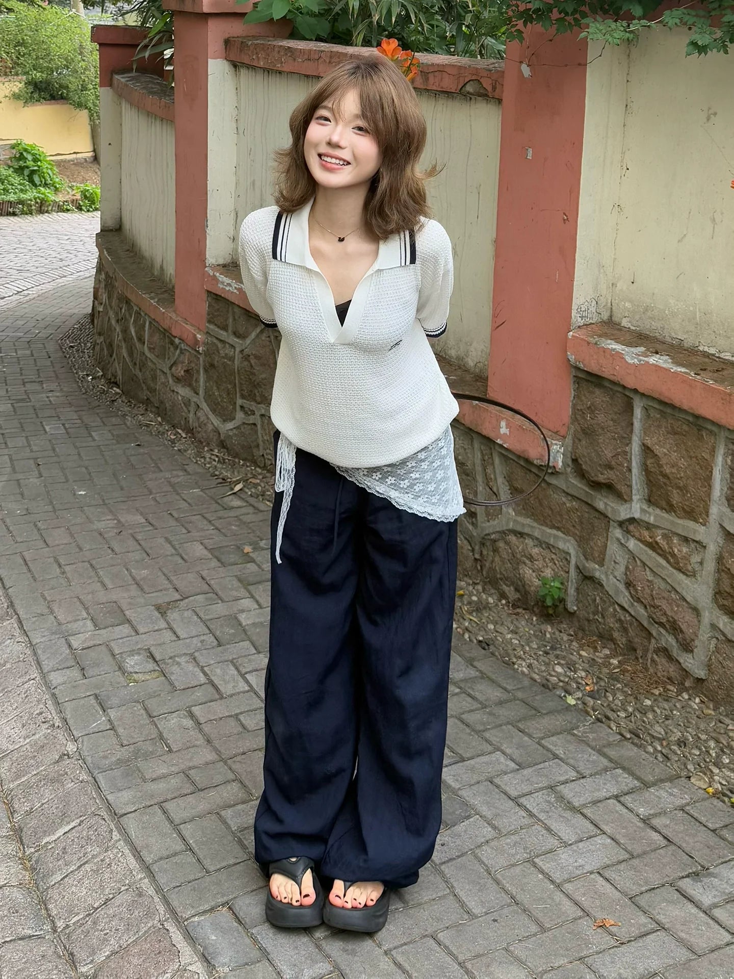 Vintage White Polo V Neck Tee