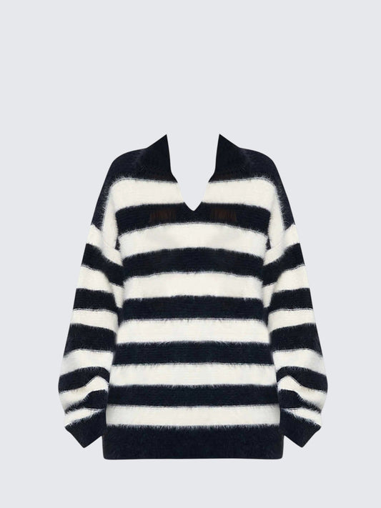 American Retro Striped Collar Knit Sweater