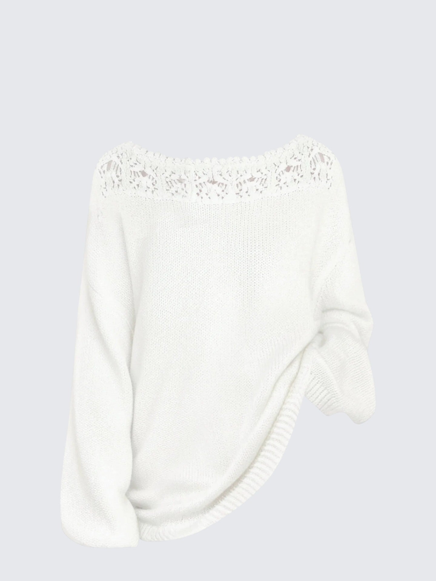 Korean Lace Cutout Off-Shoulder Knit