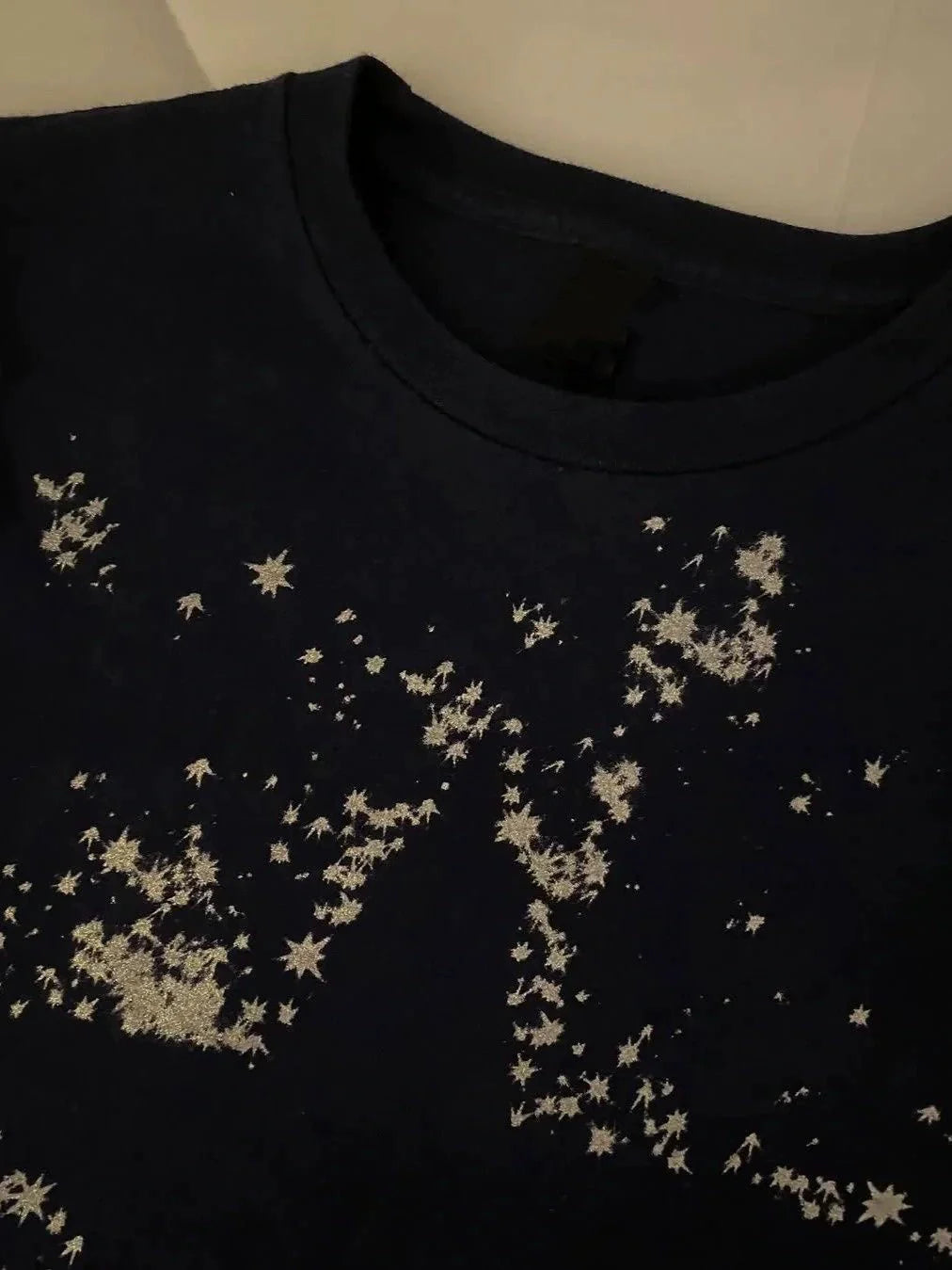 Black Subculture Y2K E-girl Abi American Retro Print Regular-Shoulder Slim Light Subculture Short Sleeve Top