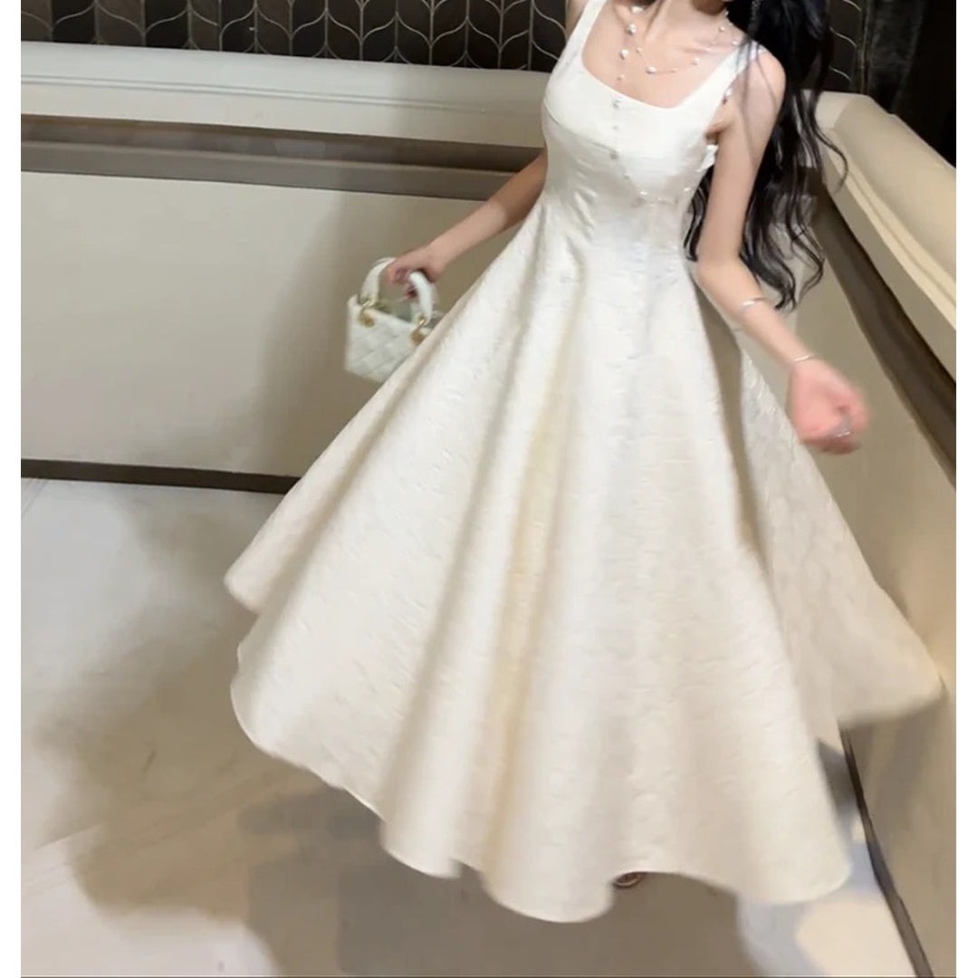 French Luxury Spaghetti Birthday Gown Dress – Embroidered Party Dress