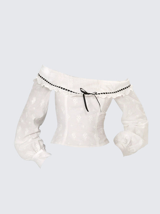 Korean Off-Shoulder Tie Waist Shirt