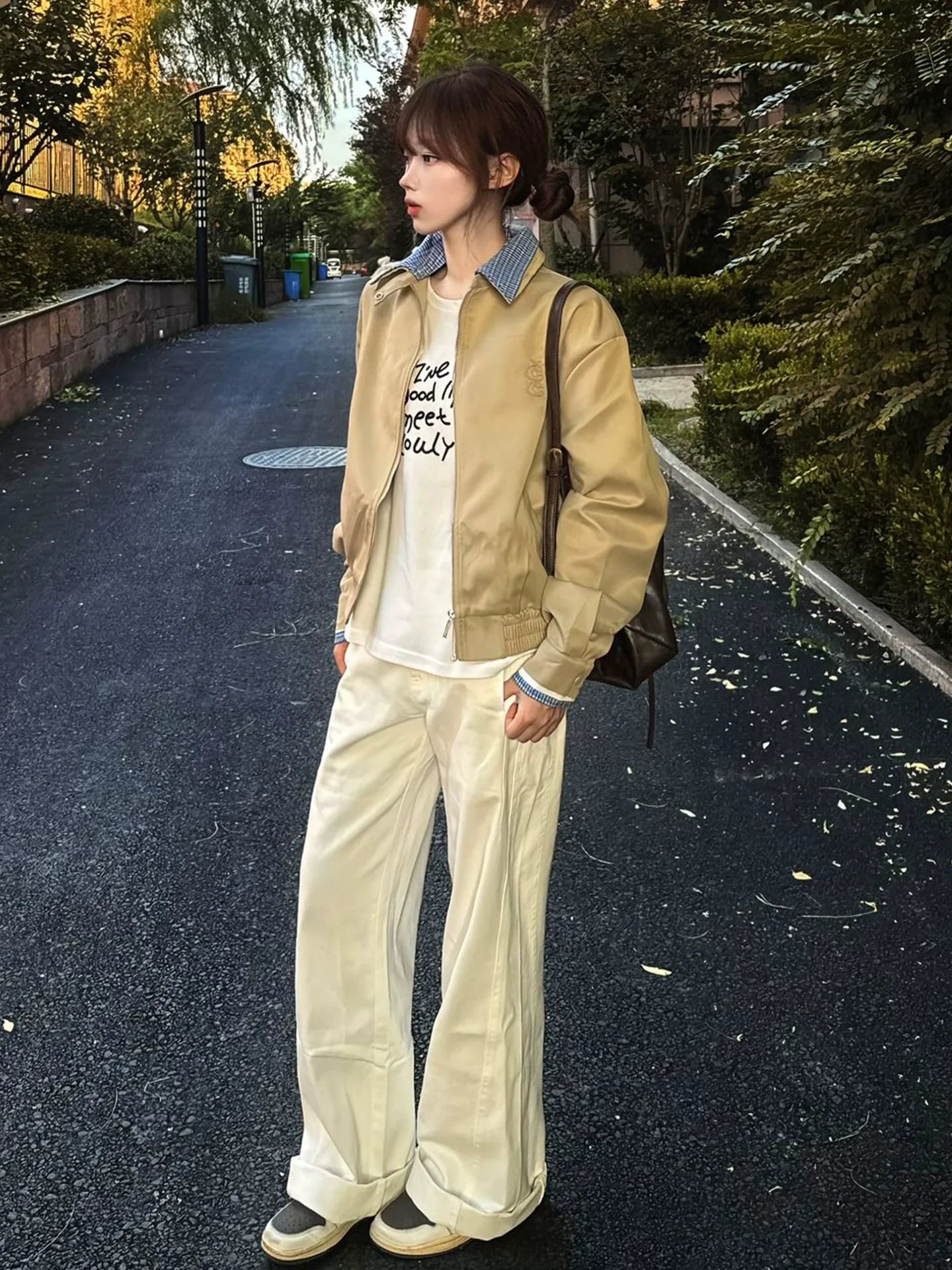 Faux Two-Piece Plaid Jacket for Autumn Winter