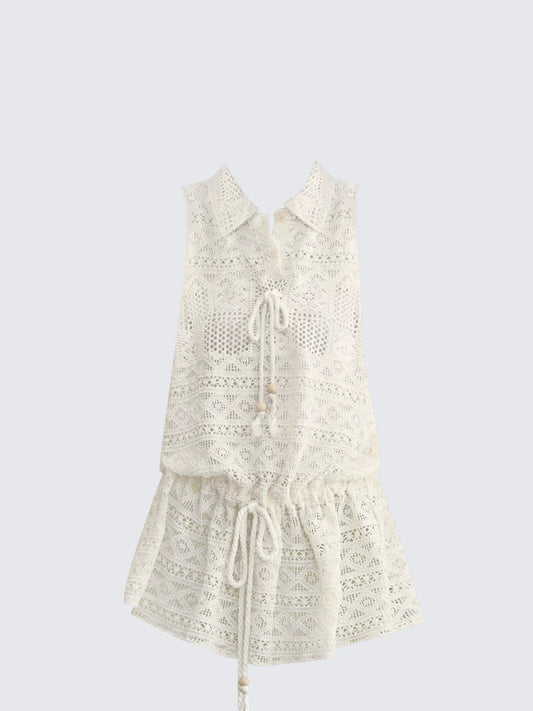 French Knit Hollow Polo Vest