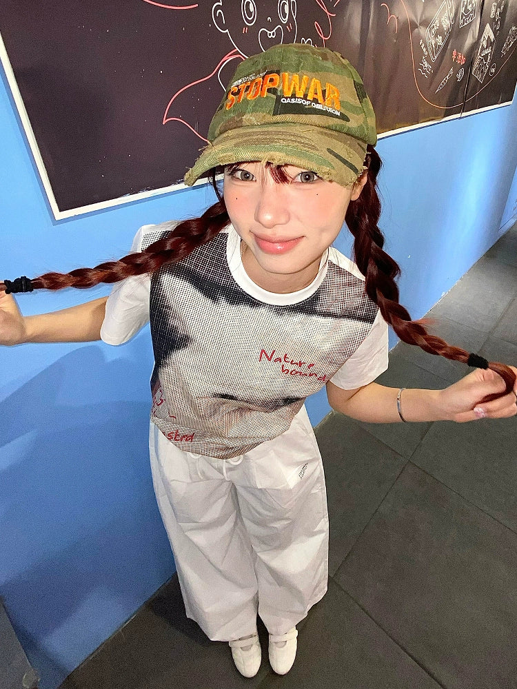 American Cat Print Short Tee