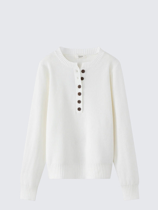 Henley Knit Sweater Women