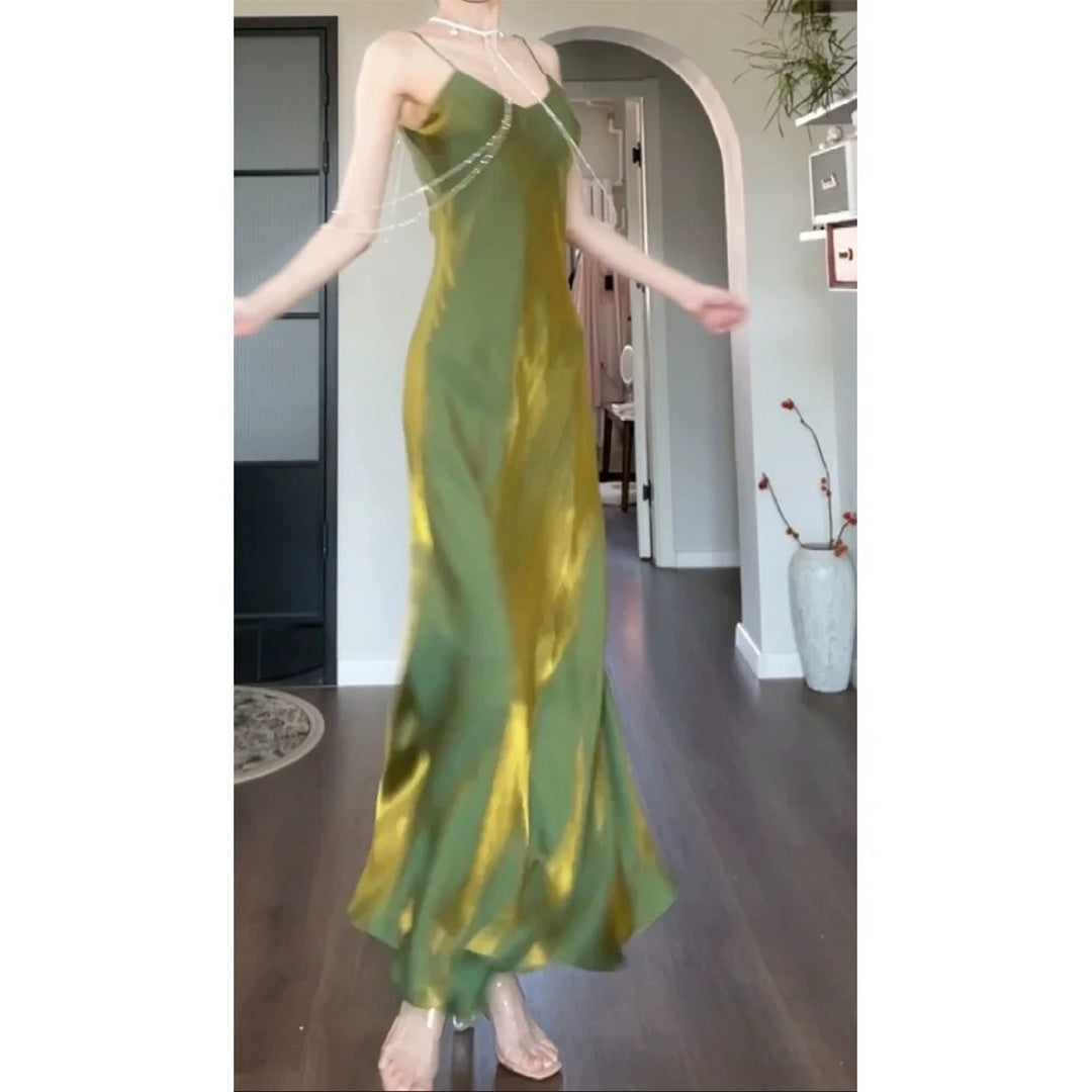 Mint Mambo French Spaghetti Gown Dress