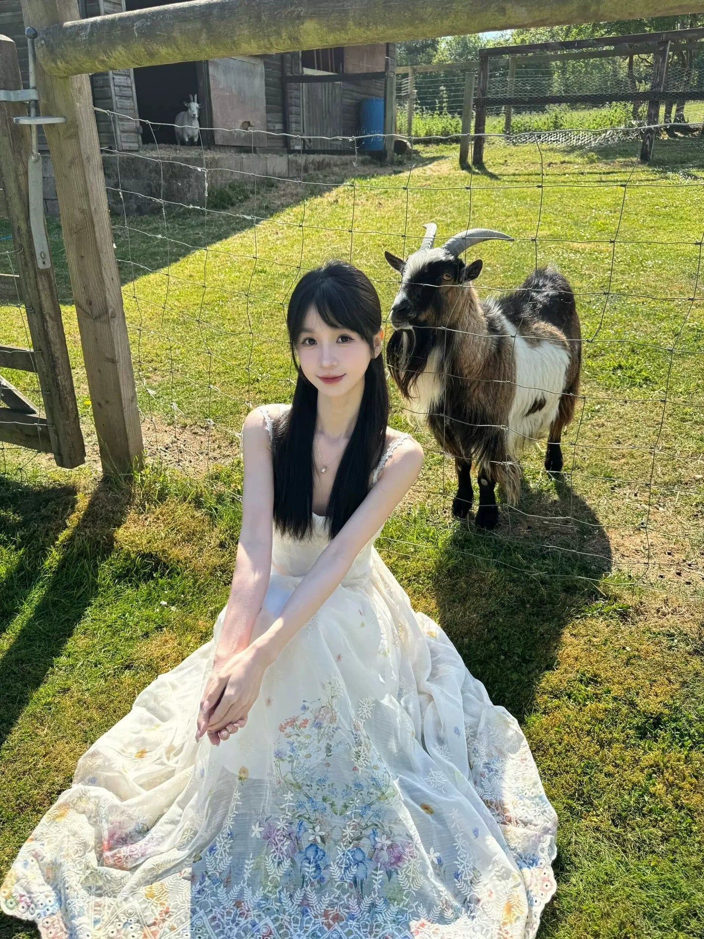 Secret Garden Heavy Embroidery Spaghetti-Strap Beach Dress