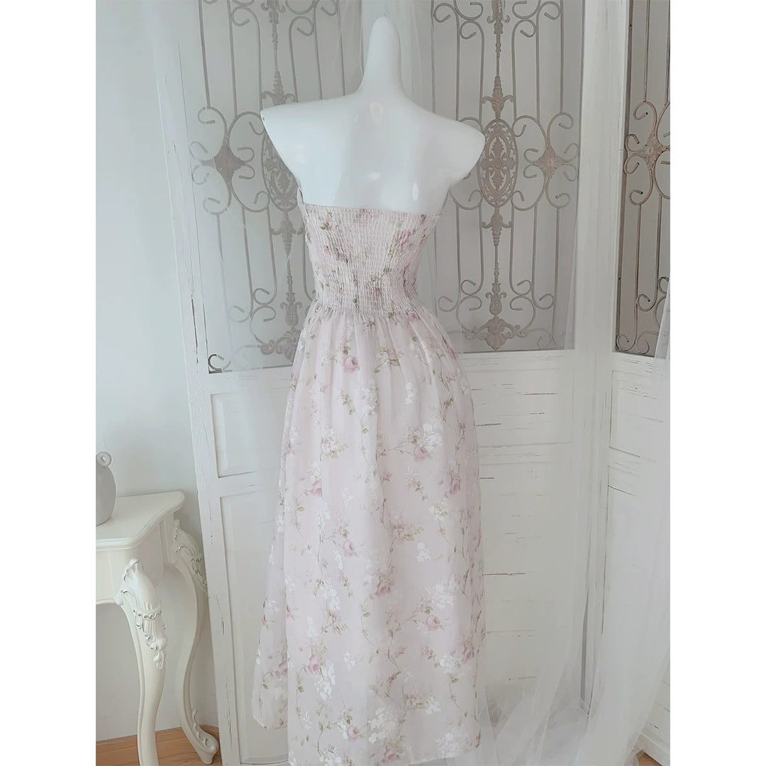 Floral Tale Strapless Floral Removable Strap Gown Dress