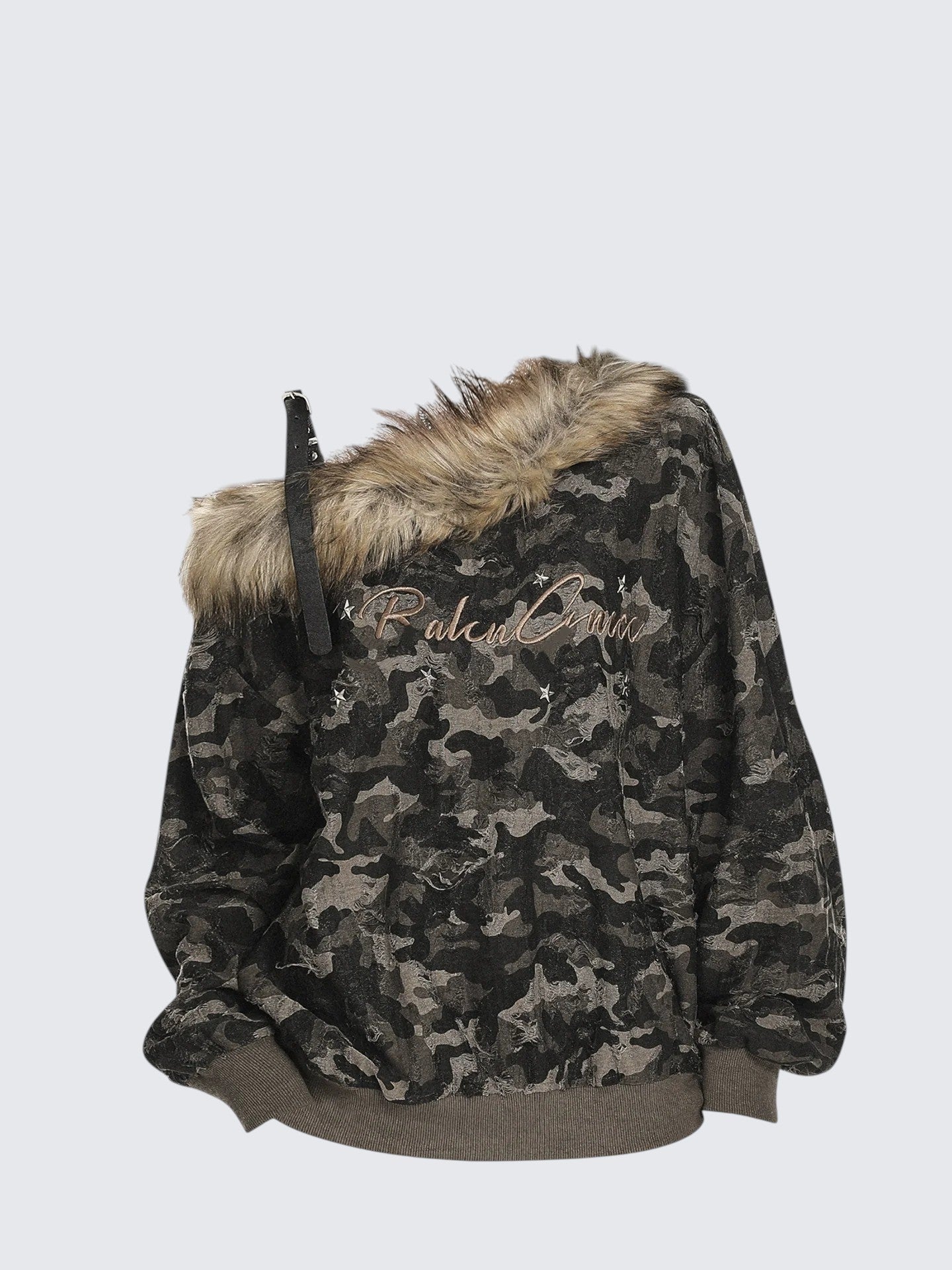 Camo Off Shoulder Hoodie Women