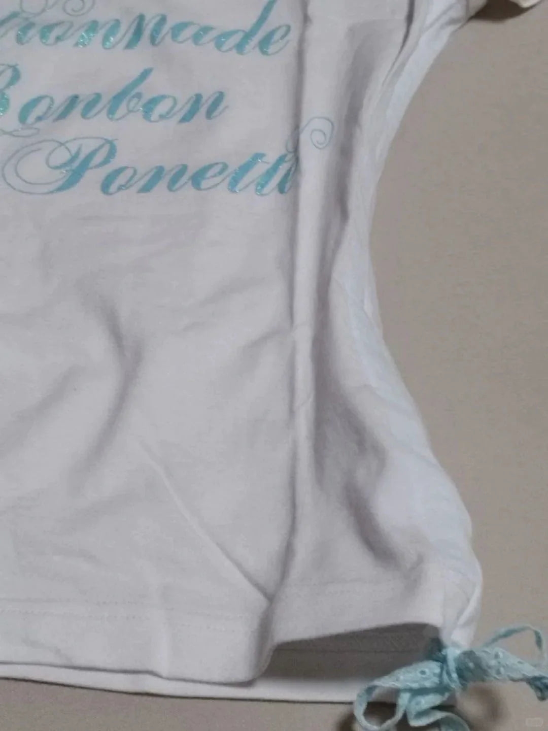 White Blue Fake Two-Piece Print Y2K T-Shirt