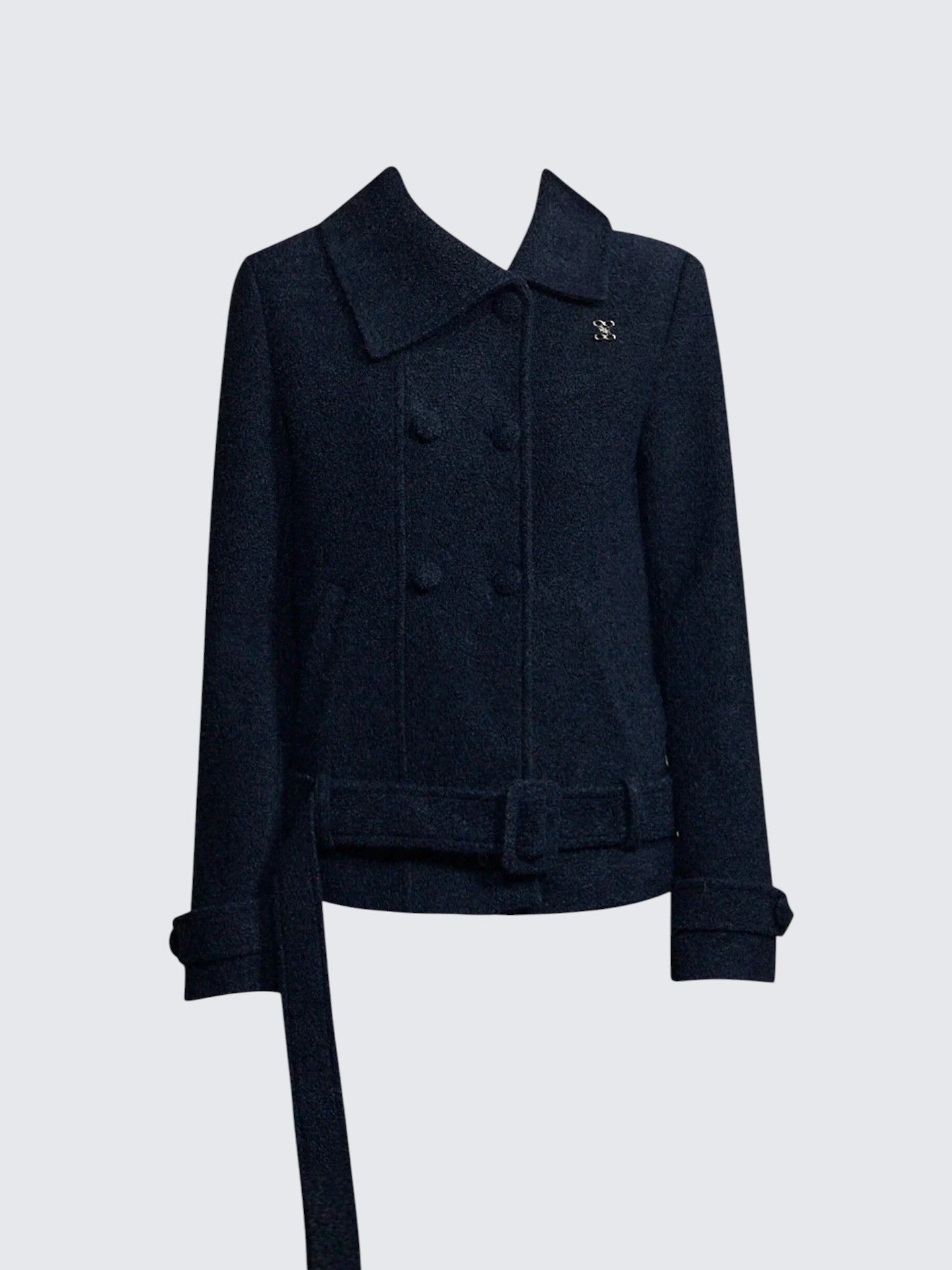 Korean Asymmetrical Double Breasted Wool Coat