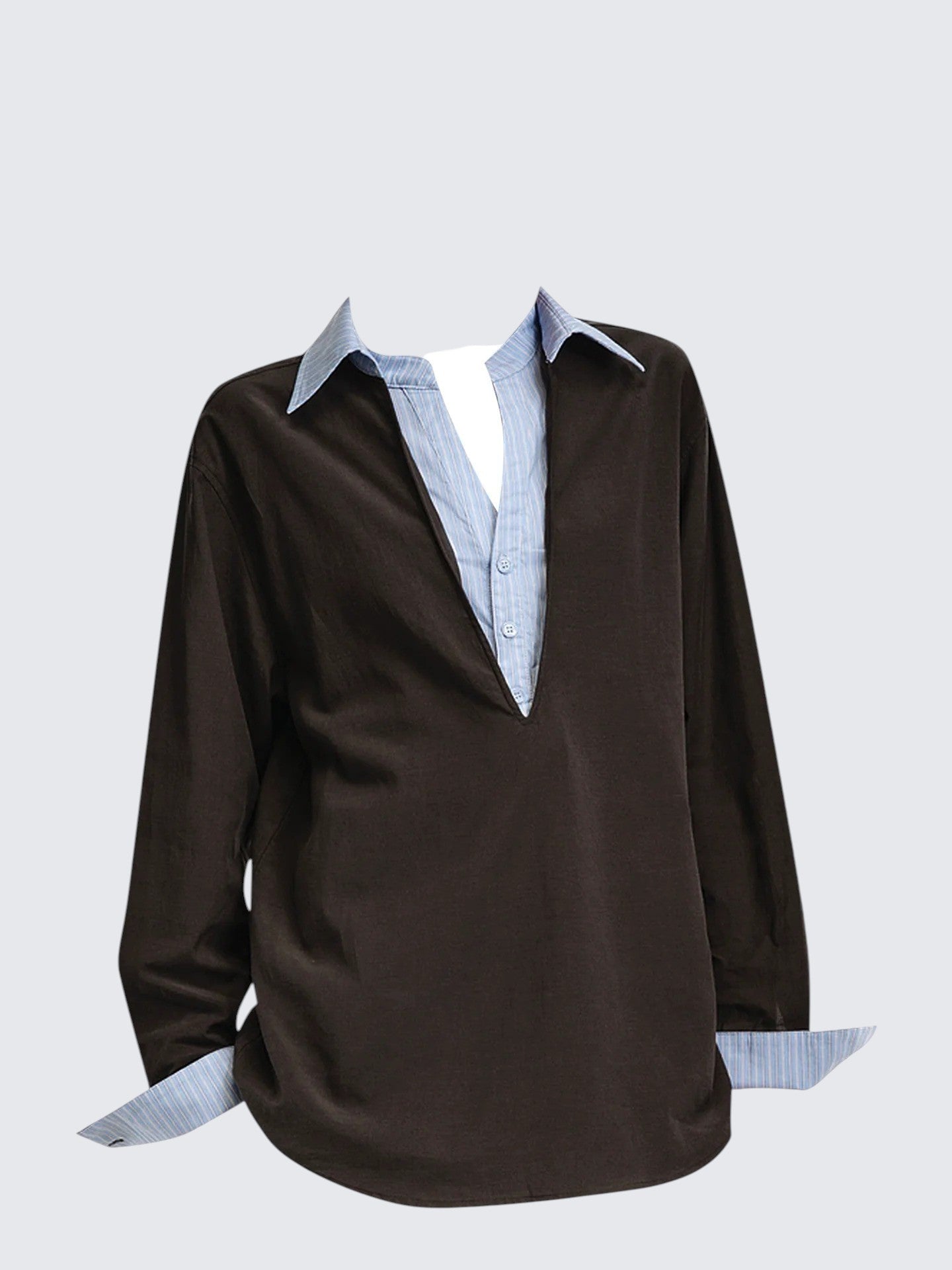 American Trend Faux Two-Piece Striped Shirt