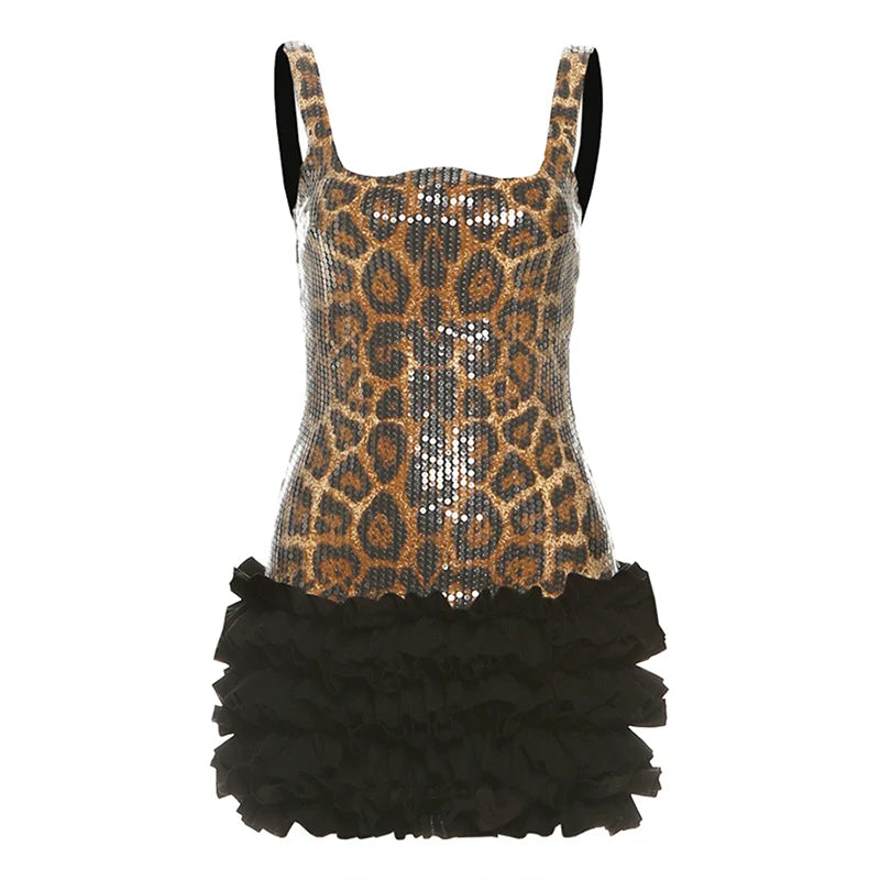 Sweet & Spicy Retro Sequin-Paneled Sleeveless Waist-Cinched Mini Dress