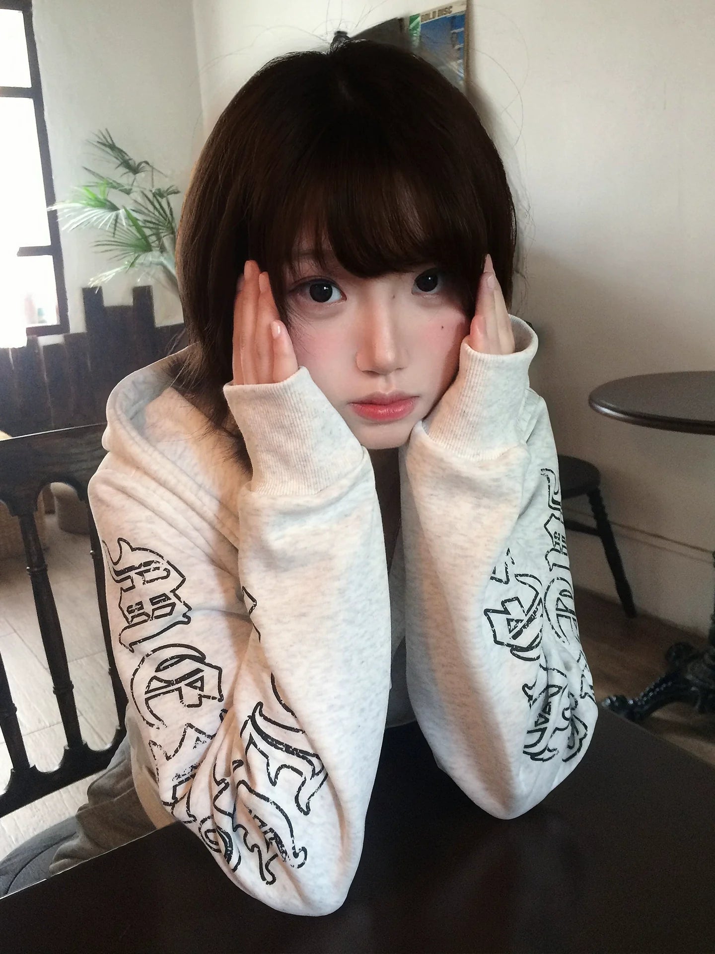 American Letter Print Zip Hoodie Cropped Vintage Sweatshirt Jacket