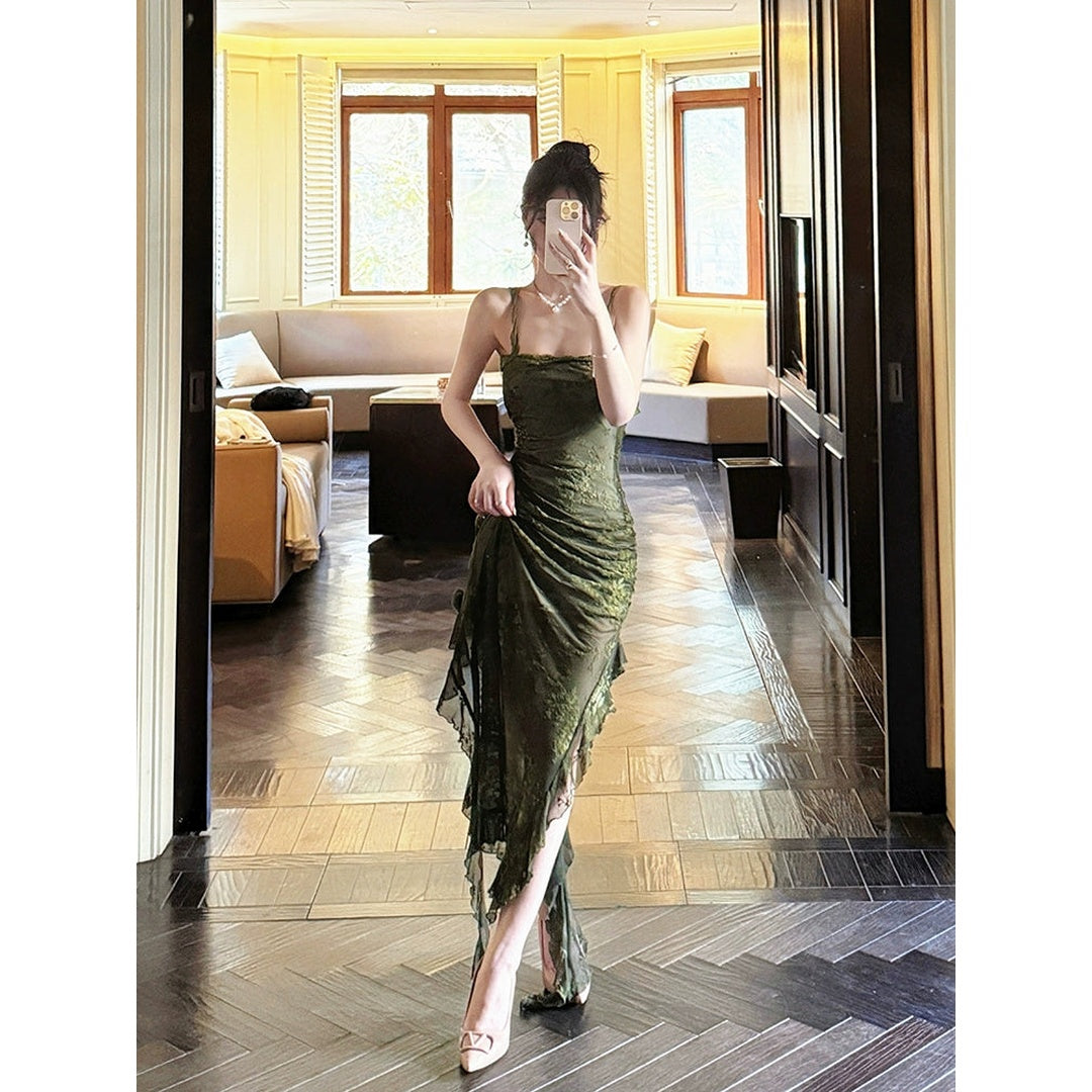 French Fitted Lace Tulle Gown Dress