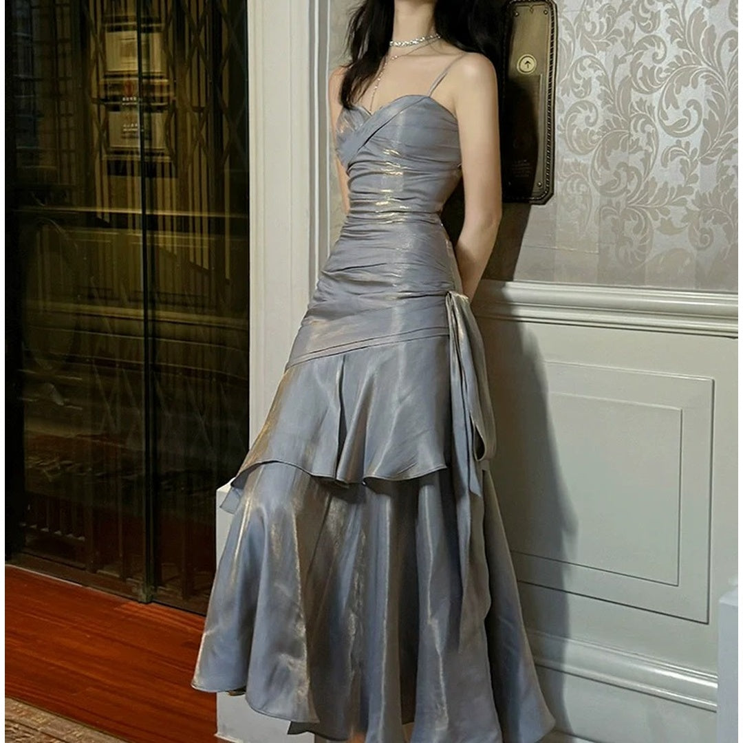 Mermaid Blue Gray Butterfly Gown Dress – Adult Luxury Dress