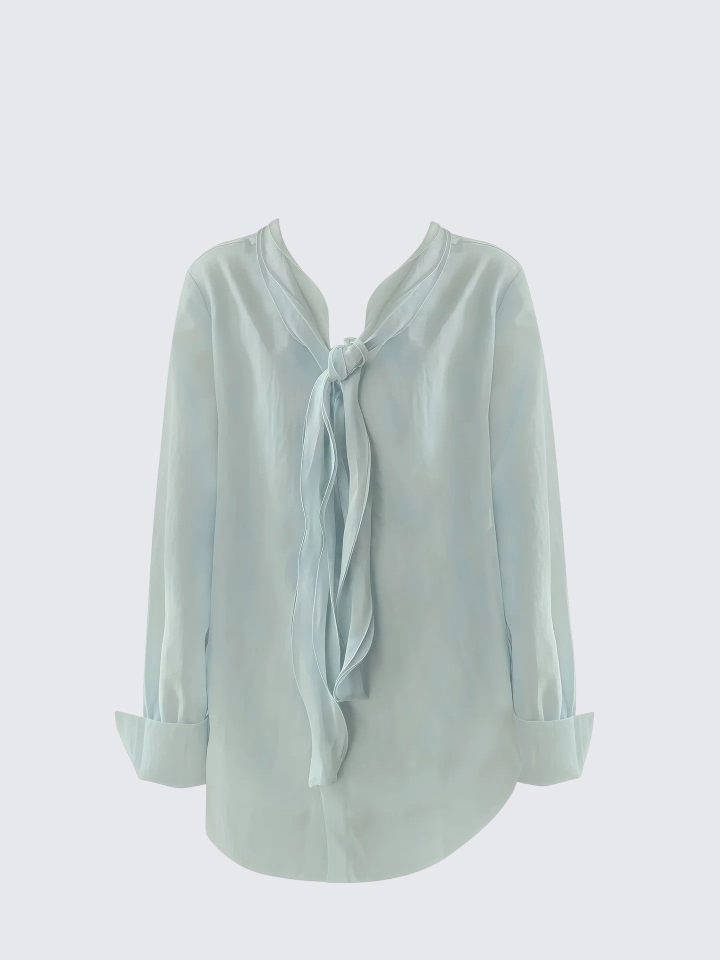 Blue Ruffle Bow Blouse Women