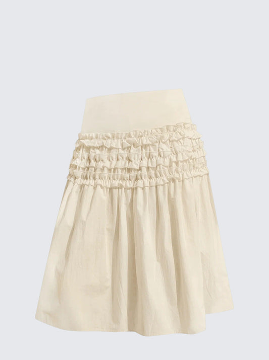 Korean Lace Pleated A-Line Skirt