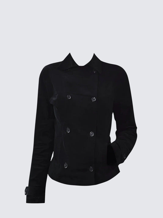 Double Breasted Black Coat Women