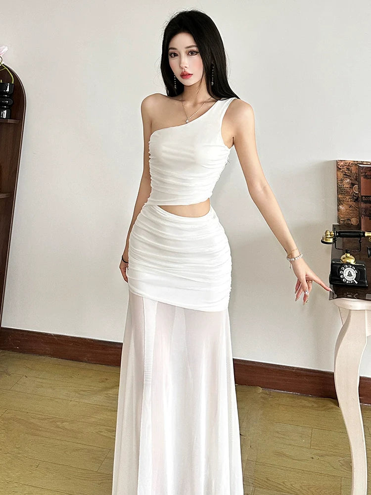 Ethereal Fairy-Like Off-The-Shoulder Cutout Waist Slimming Maxi Dress