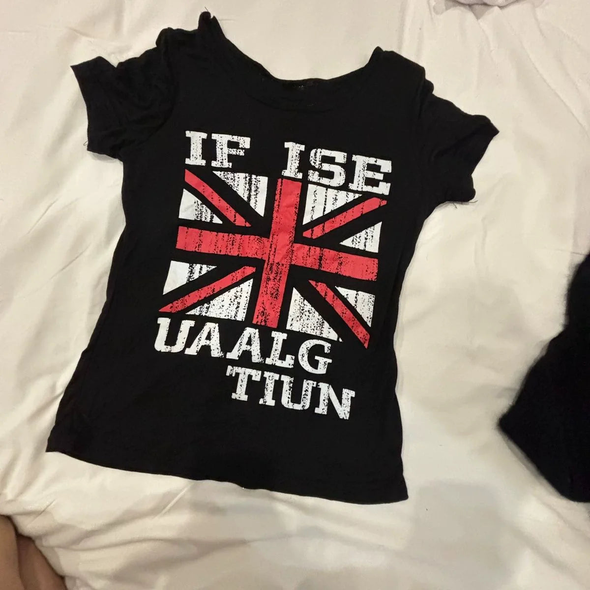 Black Union Jack Print Rock Punk Y2K T-Shirt