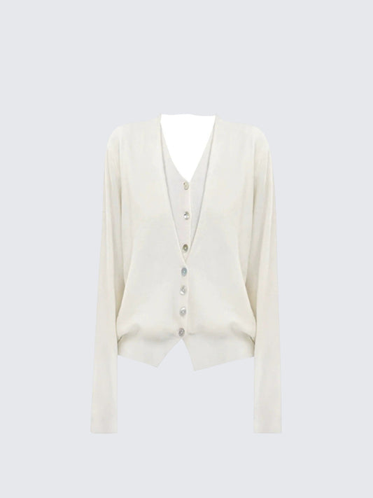 Layered V-Neck Knit Cardigan Women
