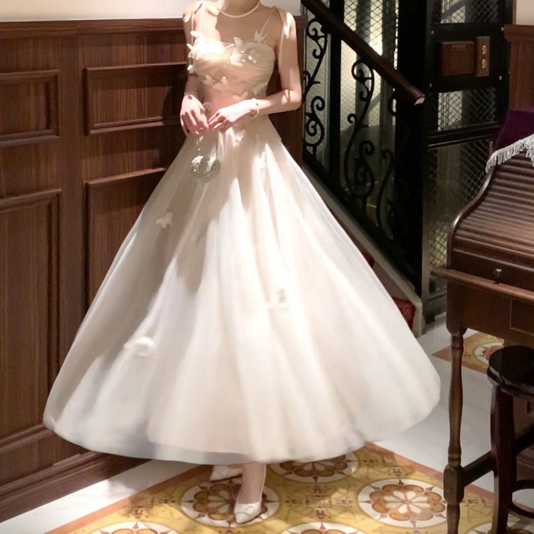 Butterfly Tulle Halter Gown Dress