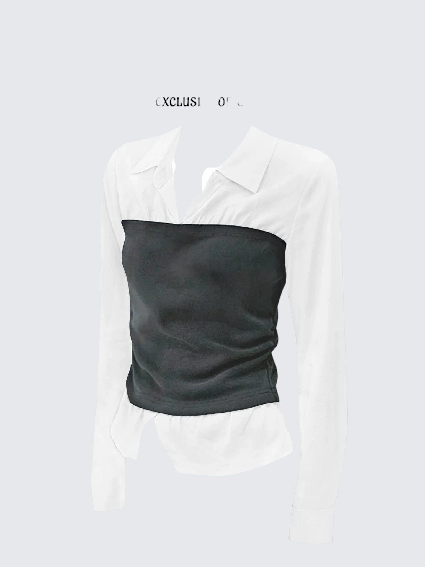 Korean Layered Contrast Long Sleeve Shirt