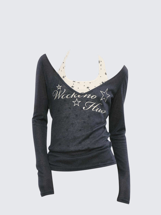 Halter Long Sleeve Two-Piece Top