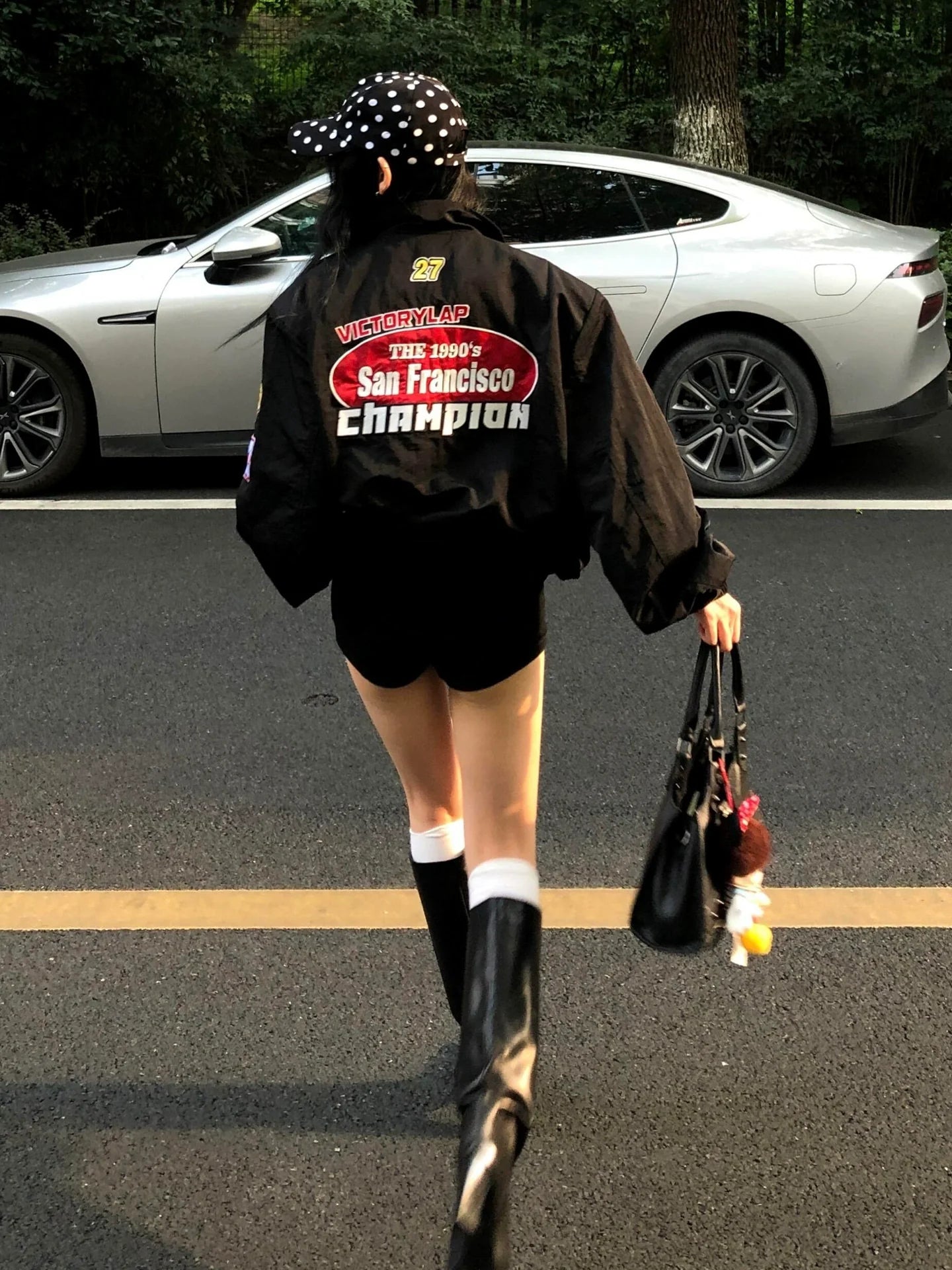 Retro Black Patch Baseball Jacket