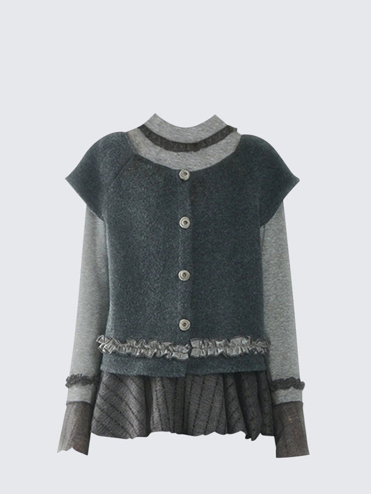 Ruffle Colorblock Knit Set