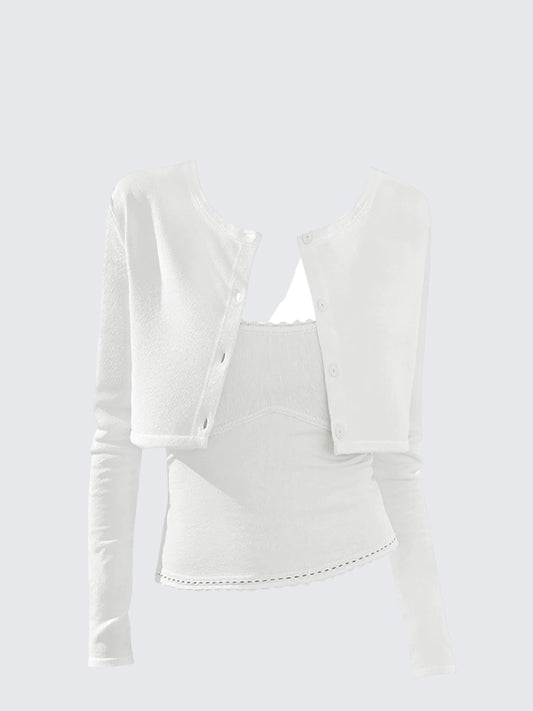 Plaid Contrast Two-Piece Set