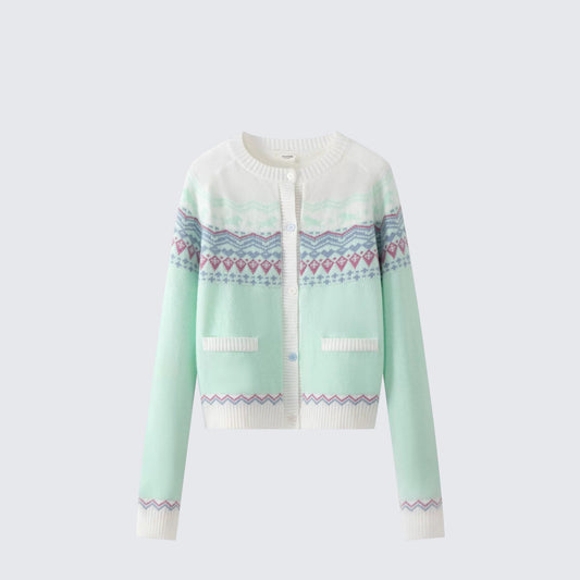 Colorful Jacquard Knit Cardigan