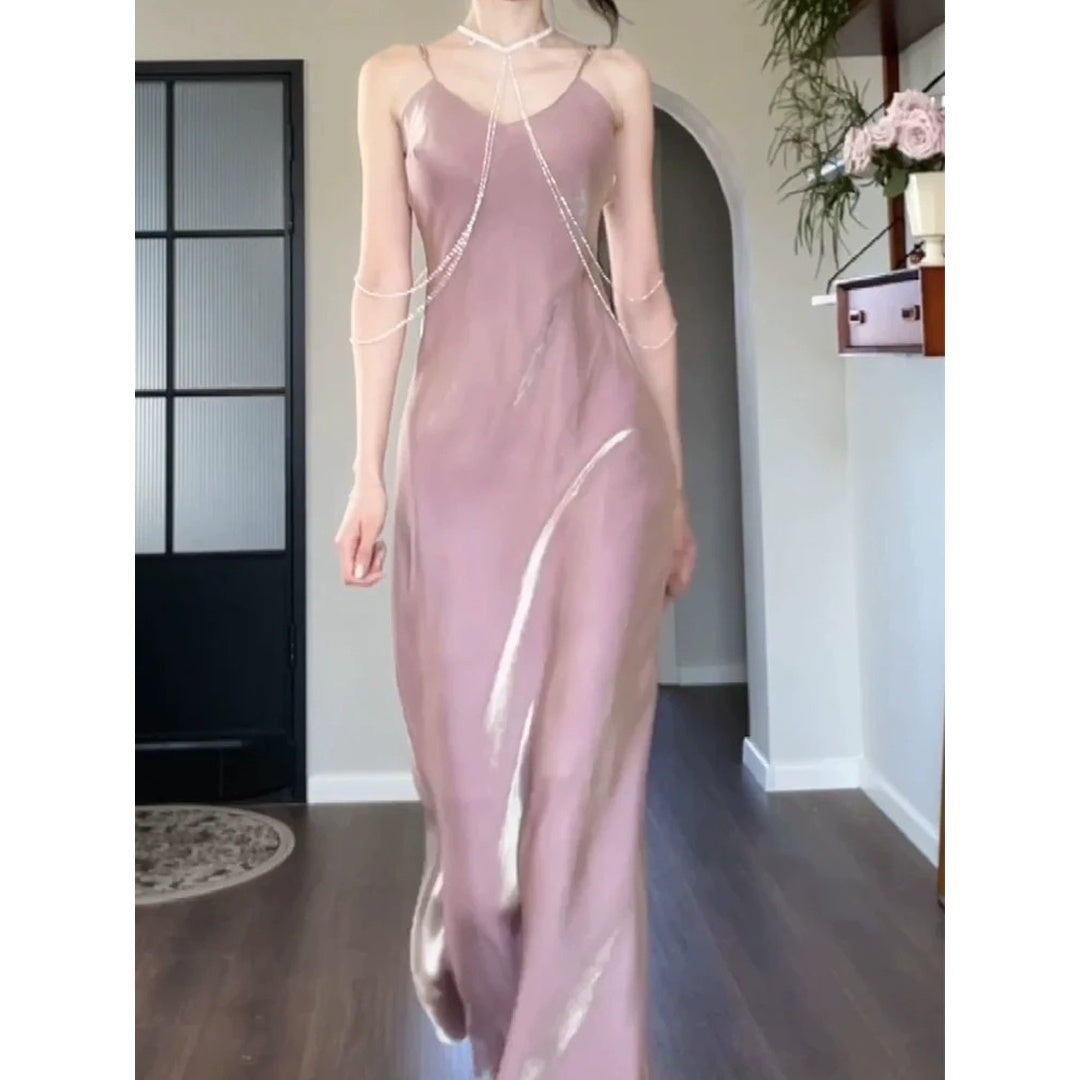 Tuscany Sun V-Neck Halter Gown Dress