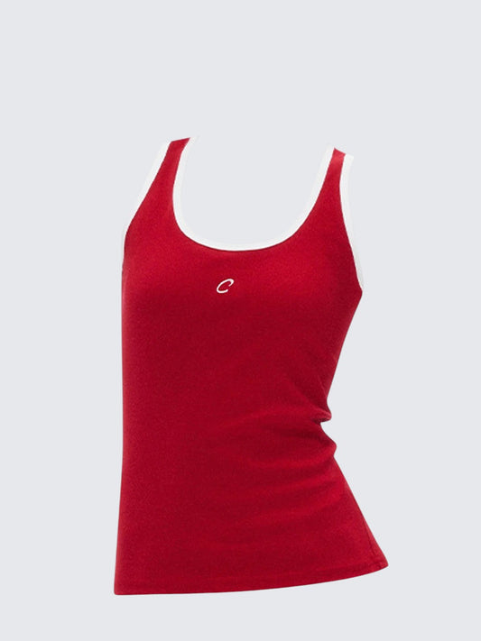 Red Embroidered Racerback Cami Top