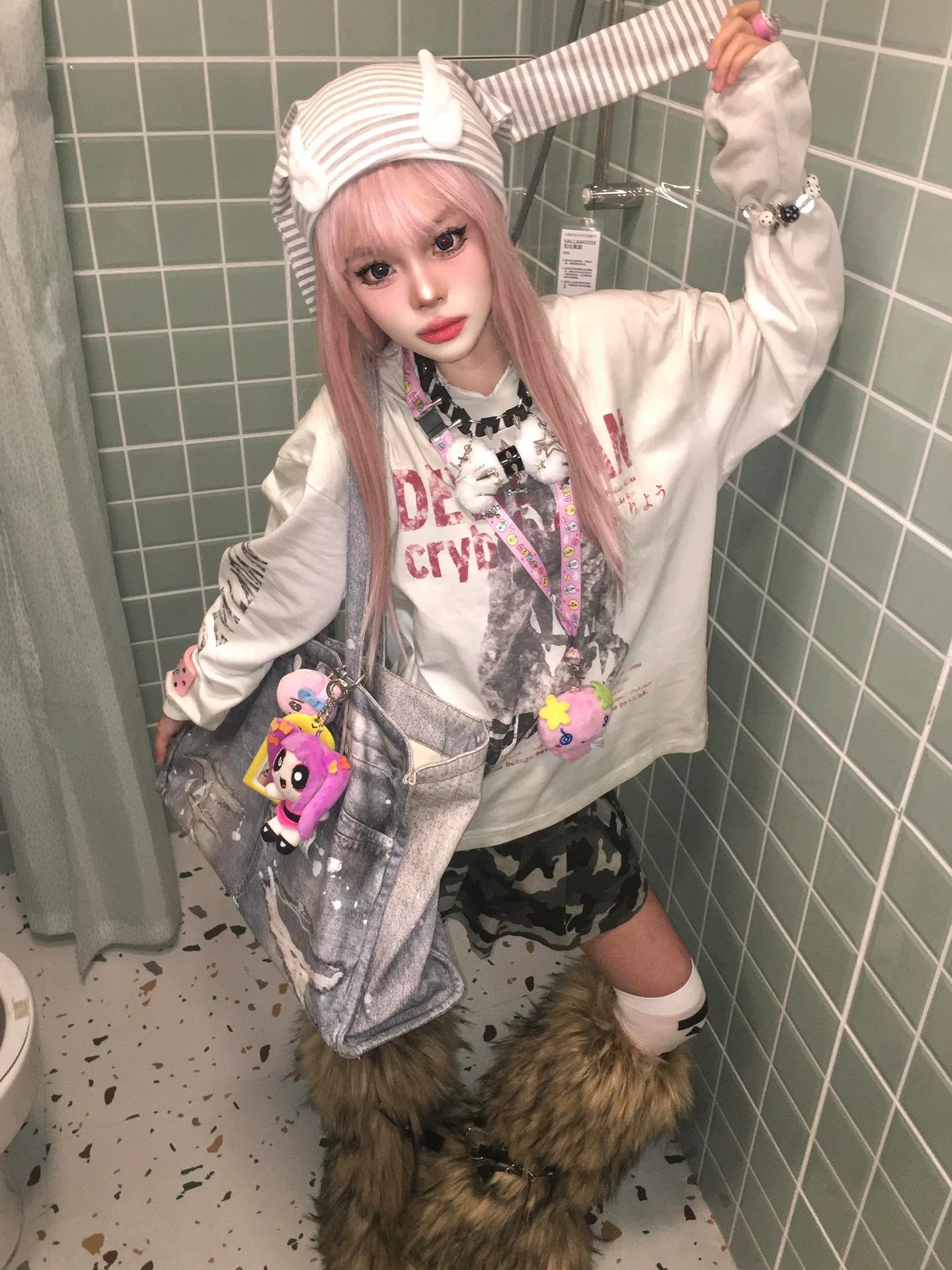 V Neck Distressed Long Sleeve T Shirt Y2K Visual Kei Top