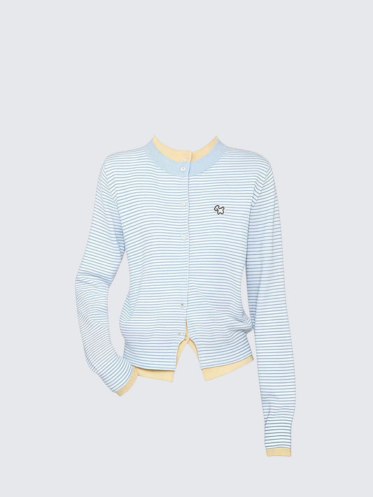 Fake Two Piece Striped Knit Cardigan