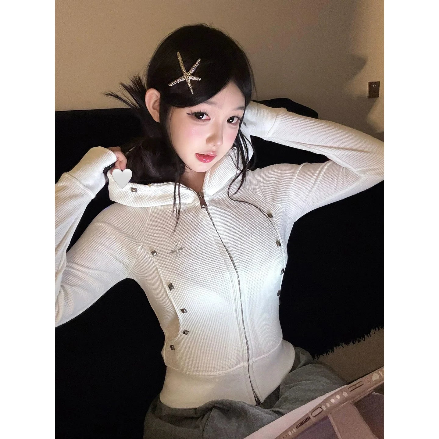 American Cross Embroidered Hoodie Jacket 2025 Early Autumn Zip-Up Fitted Outerwear