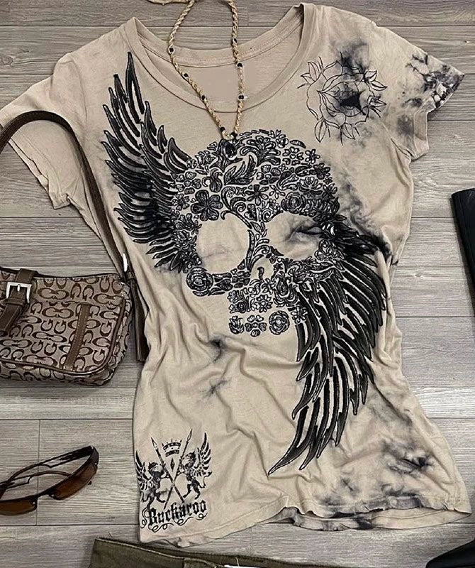 Spine-Wing Print Rock Punk Y2K T-Shirt