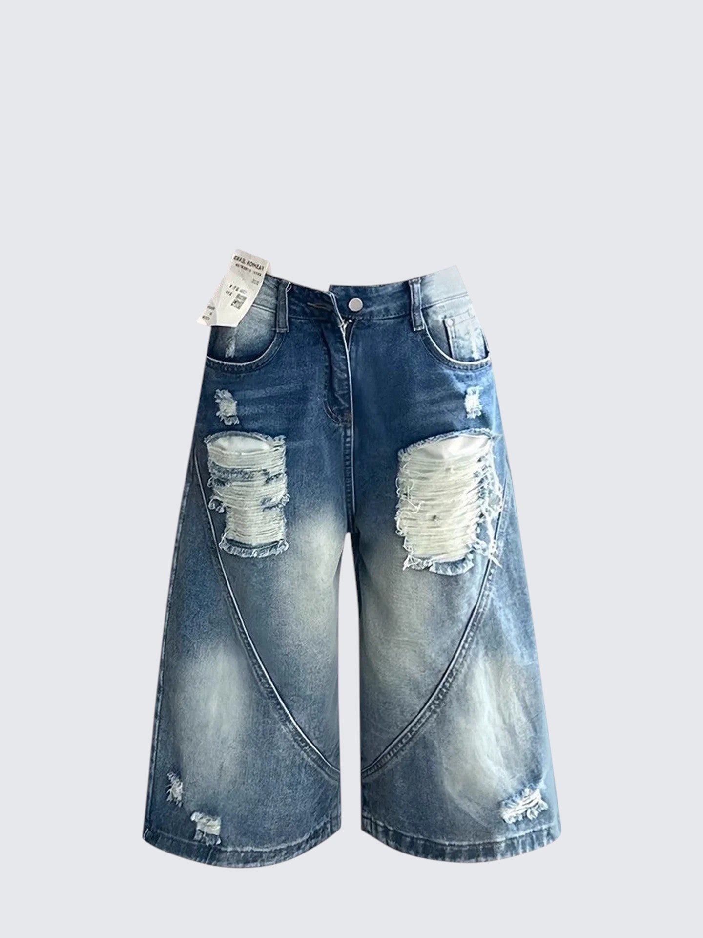 Gradient Distressed Cropped Jeans
