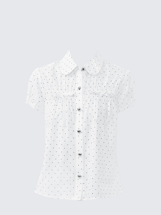 American Vintage Polka Doll Collar Shirt