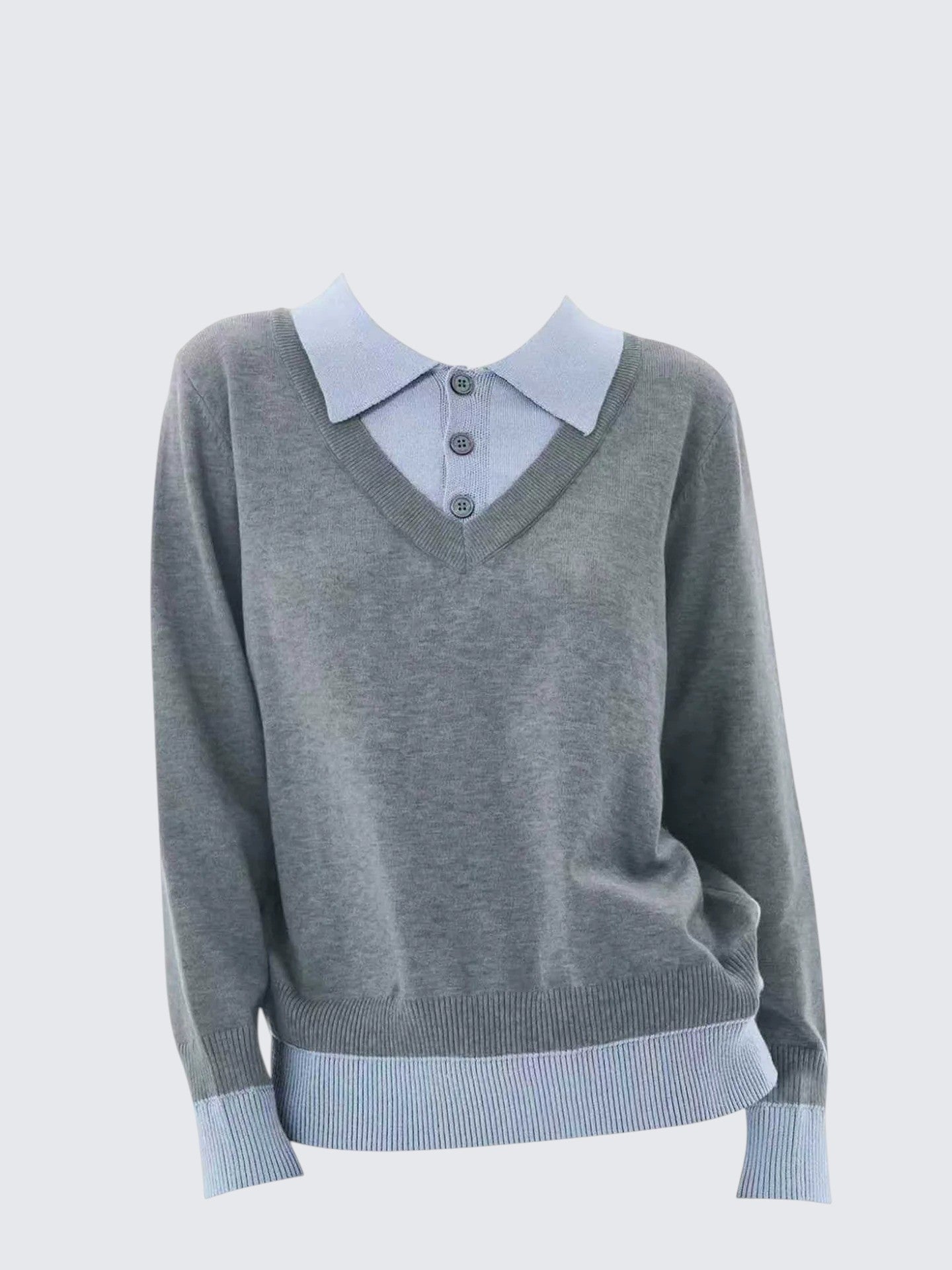 Layered Polo Knit Sweater